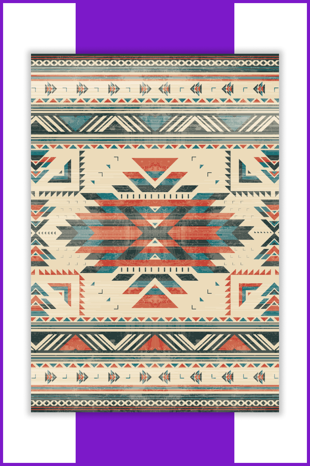 Image of a carpet with a Native American pattern.