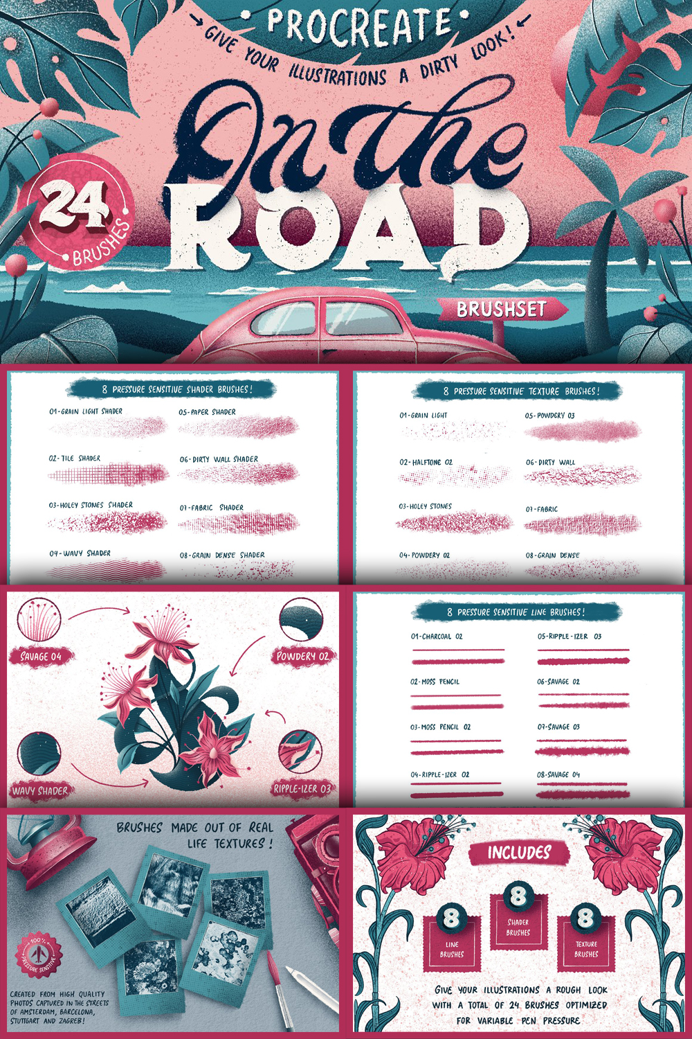 On The Road Procreate Brush Set - pinterest image preview.
