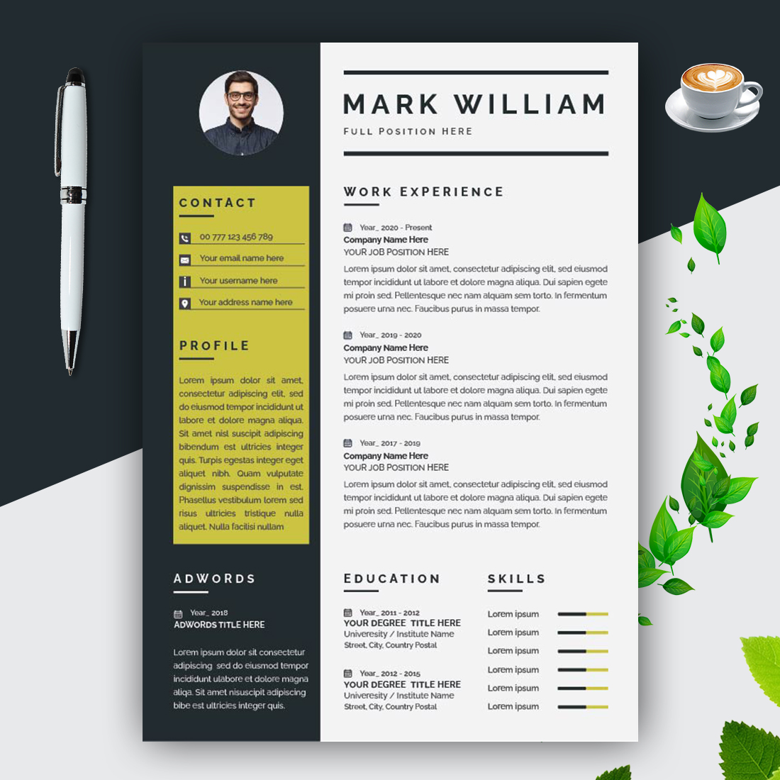 Resume Layout with Dark Yellow Accents presentation.