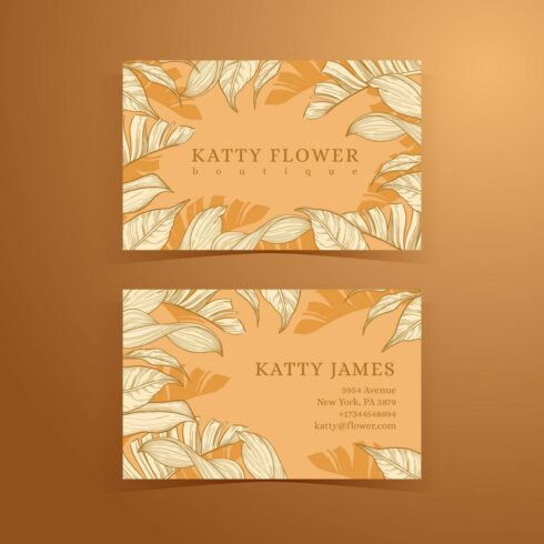 Professional Business Card with Floral Background two sides preview.