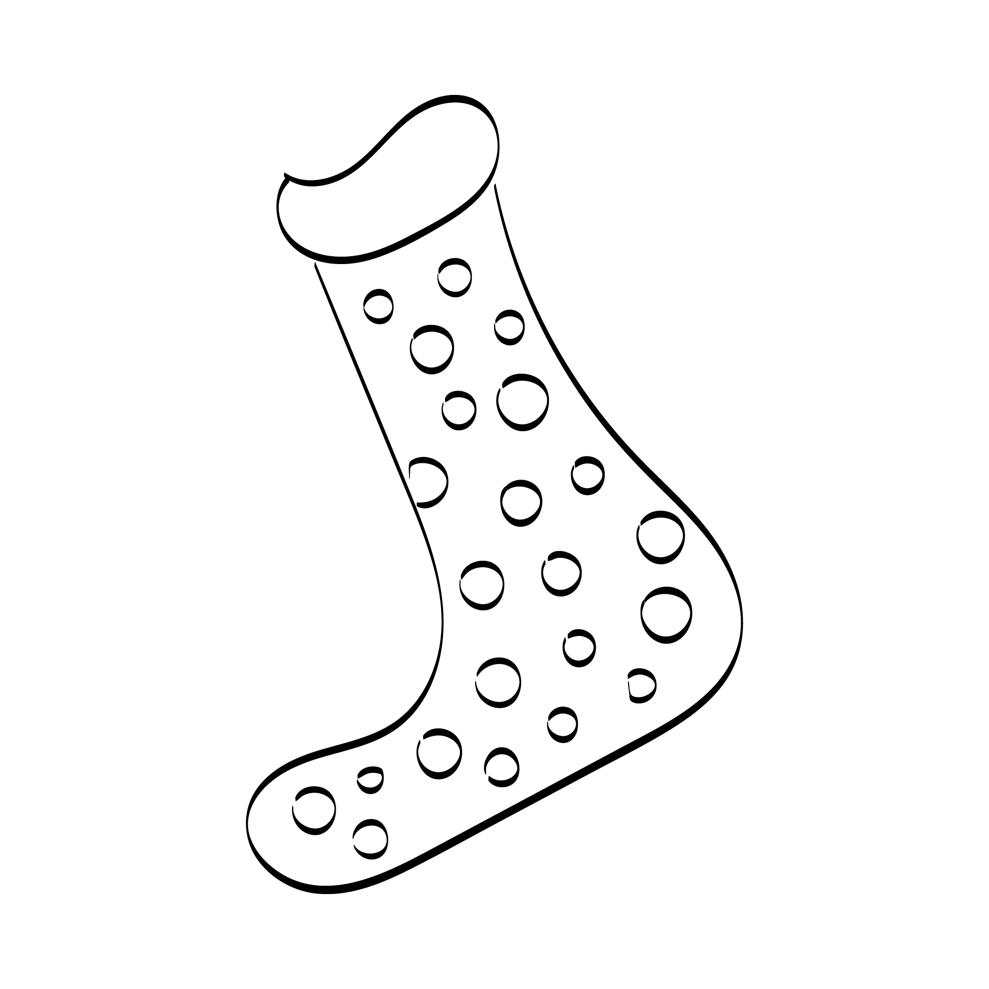 Christmas sock line art image.