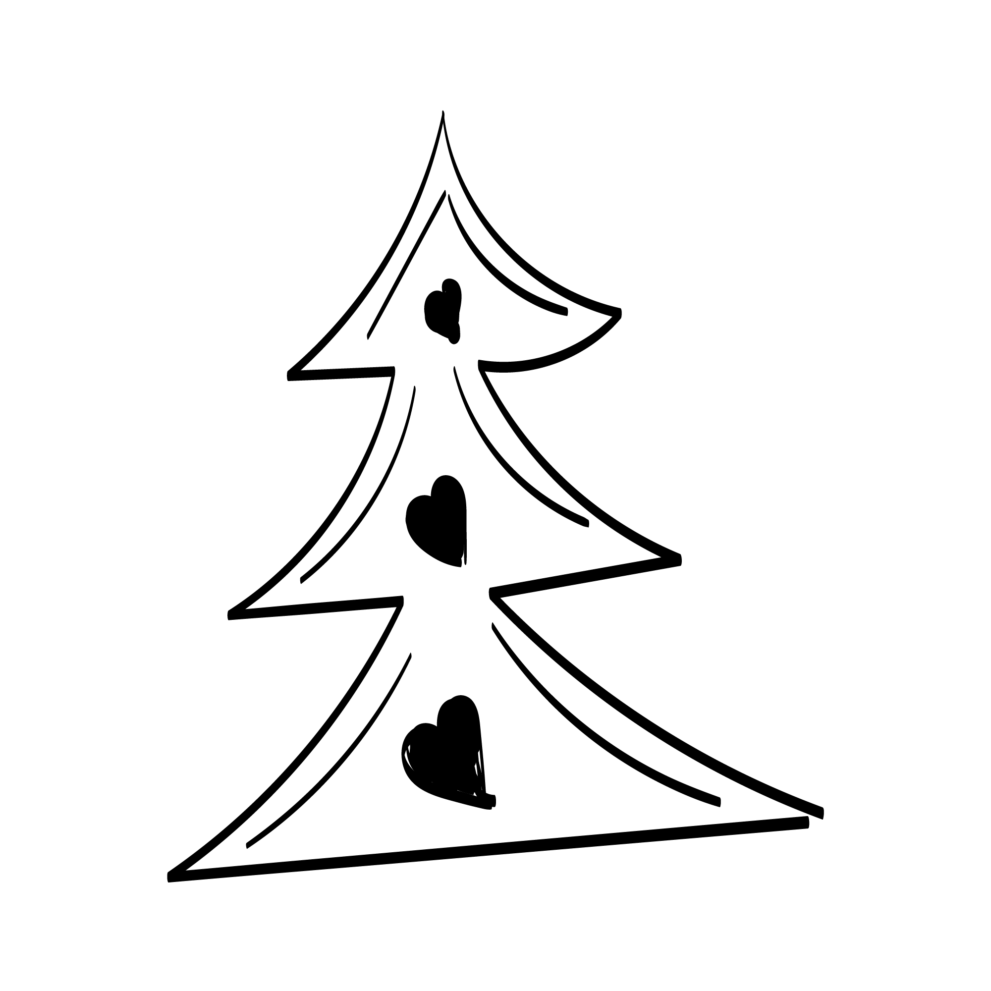 Christmas tree element in line art.