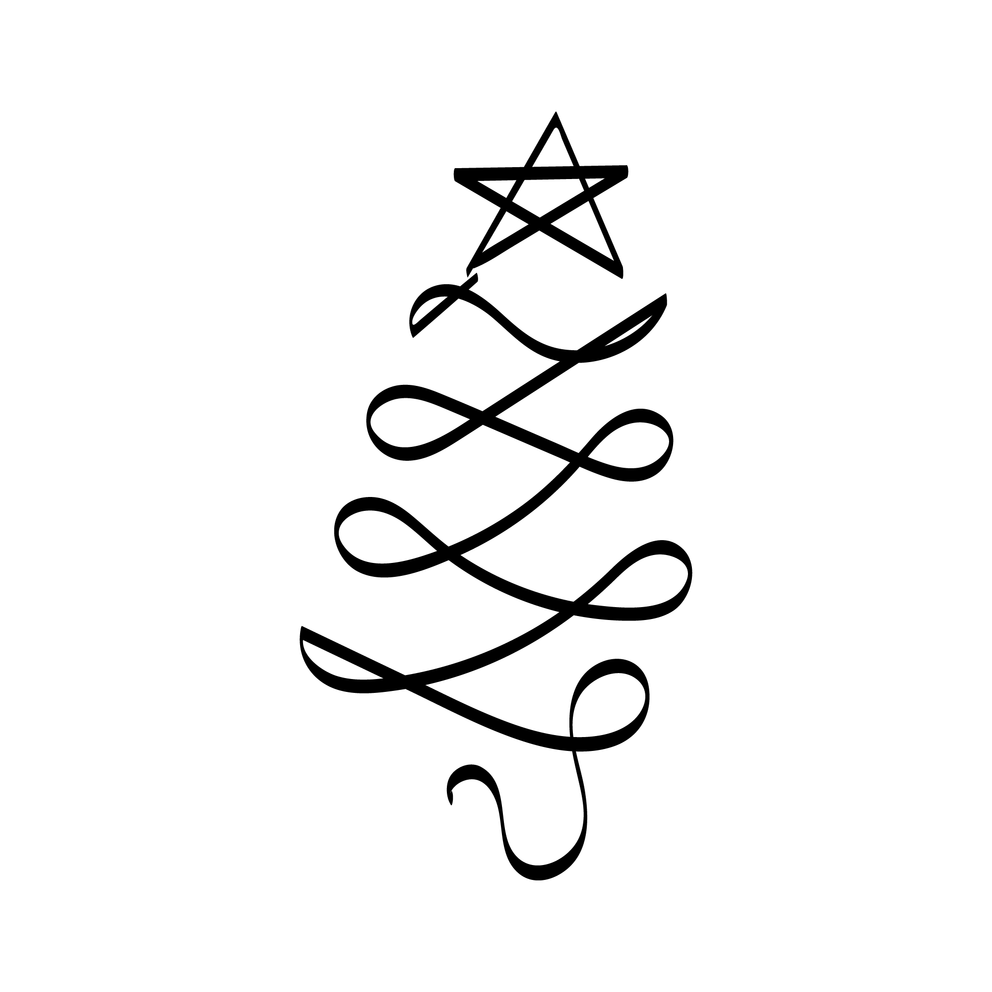Christmas tree in line art.