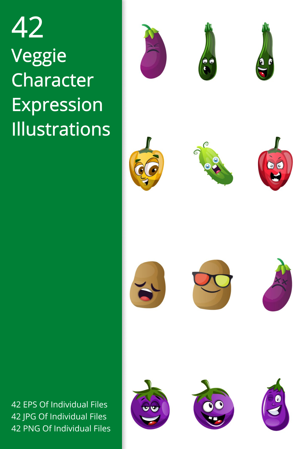 42x veggie character expression illustrations 02 953