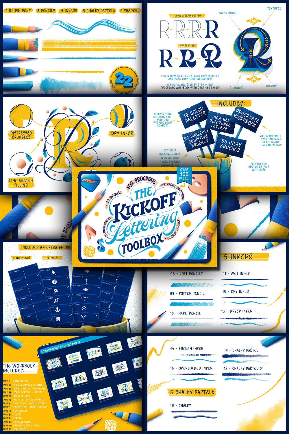 The KickOff Lettering Toolbox - pinterest image preview.