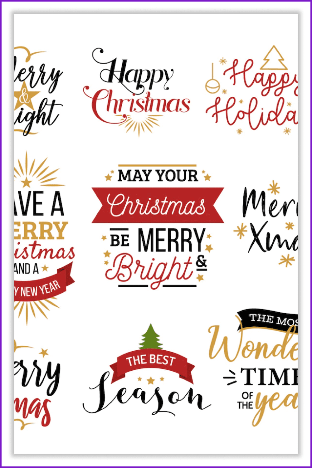 Collage of pictures with wishes for Christmas.