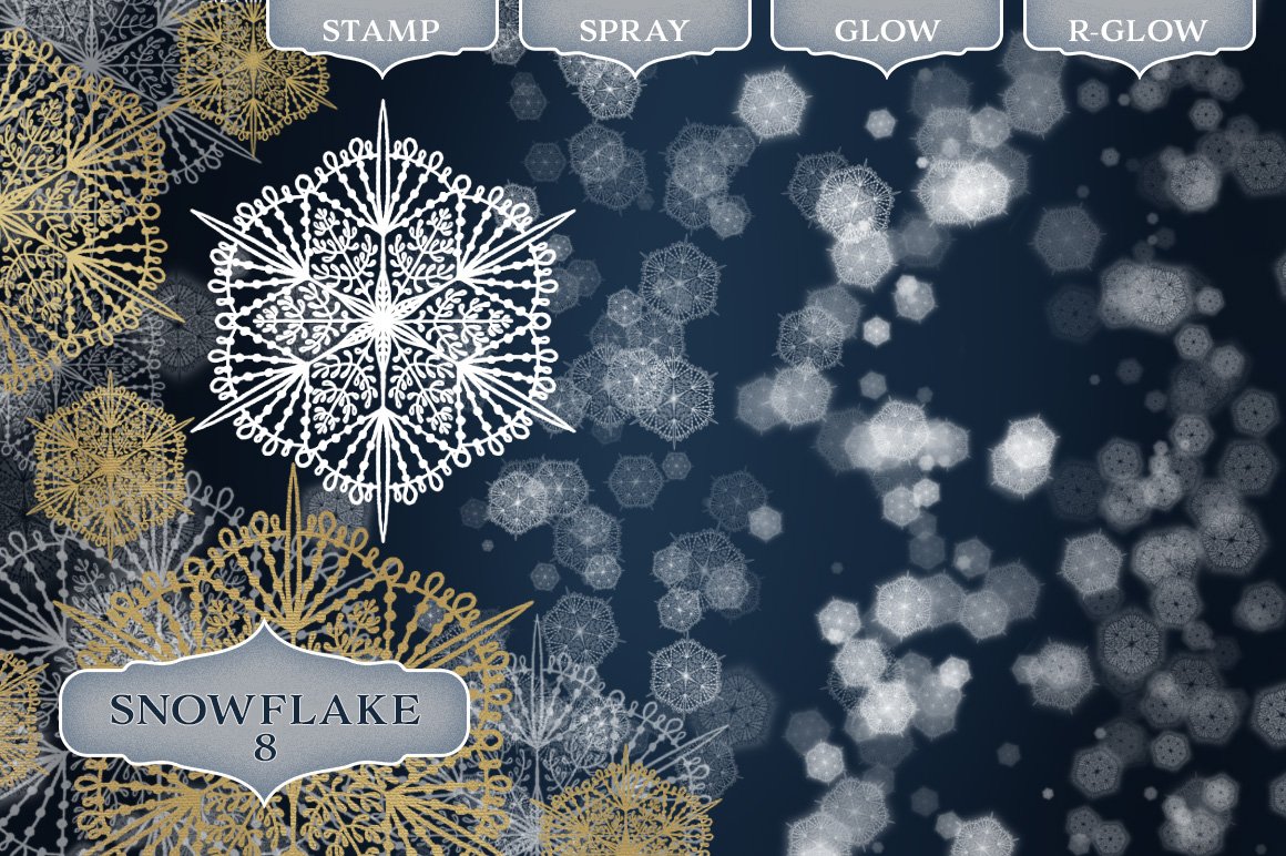 48 Big round snowflake with small details. snowflake brushes for photoshop cover 9 192