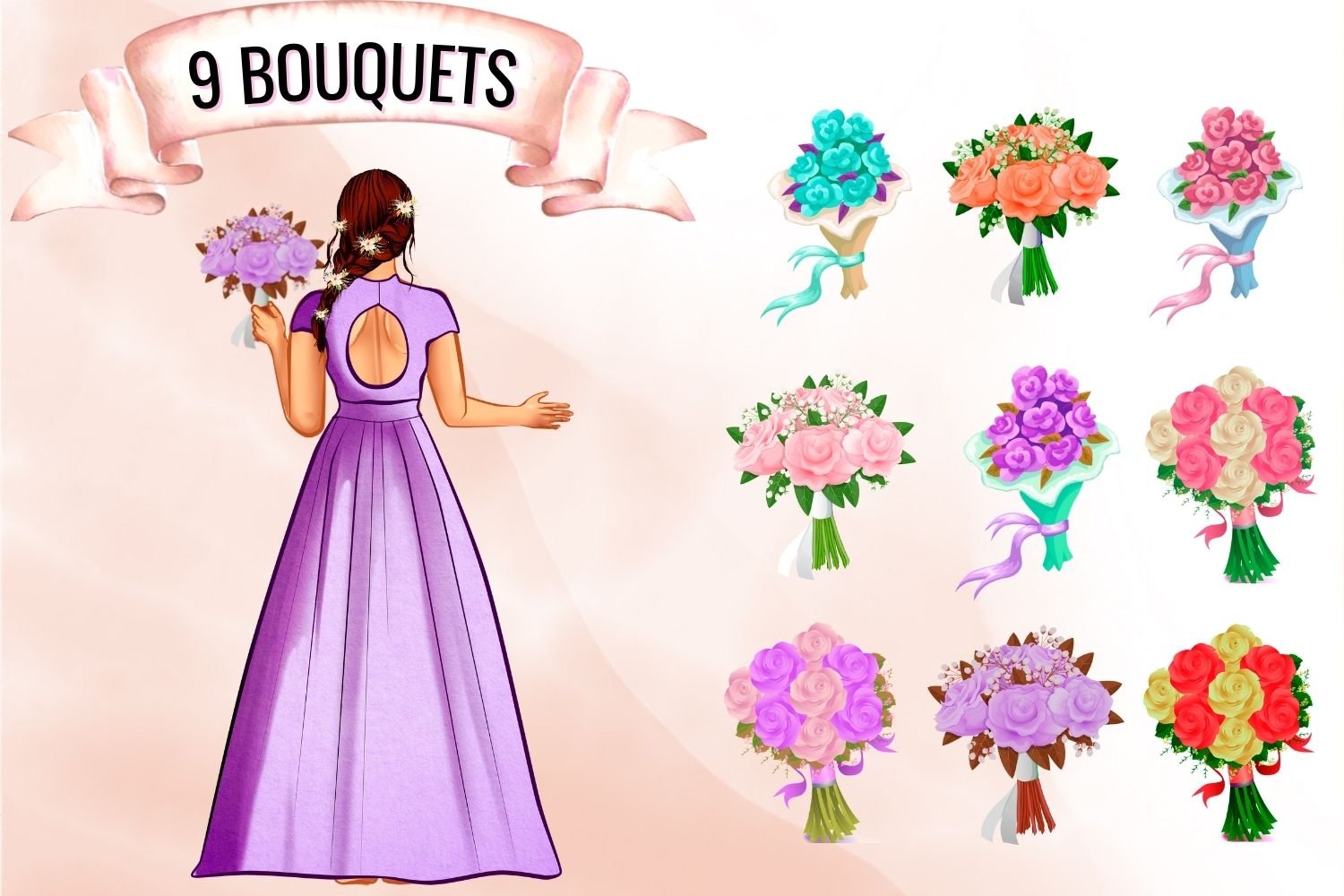 Colorful bouquets collection.