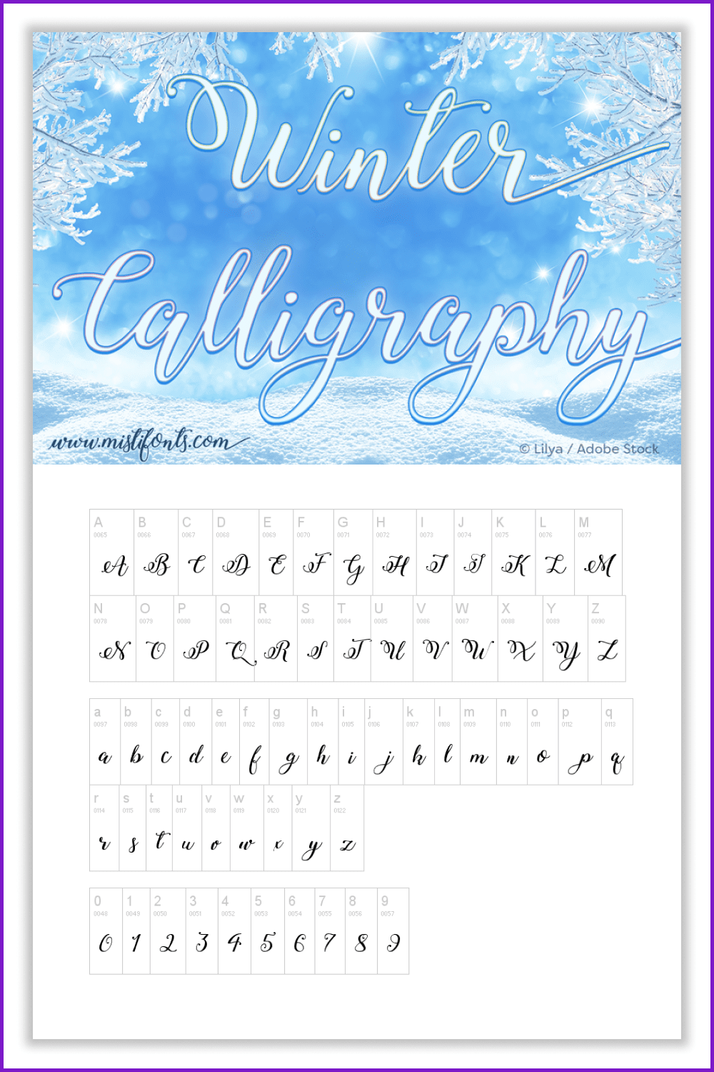 Alphabet with calligraphic font isolated on white background.