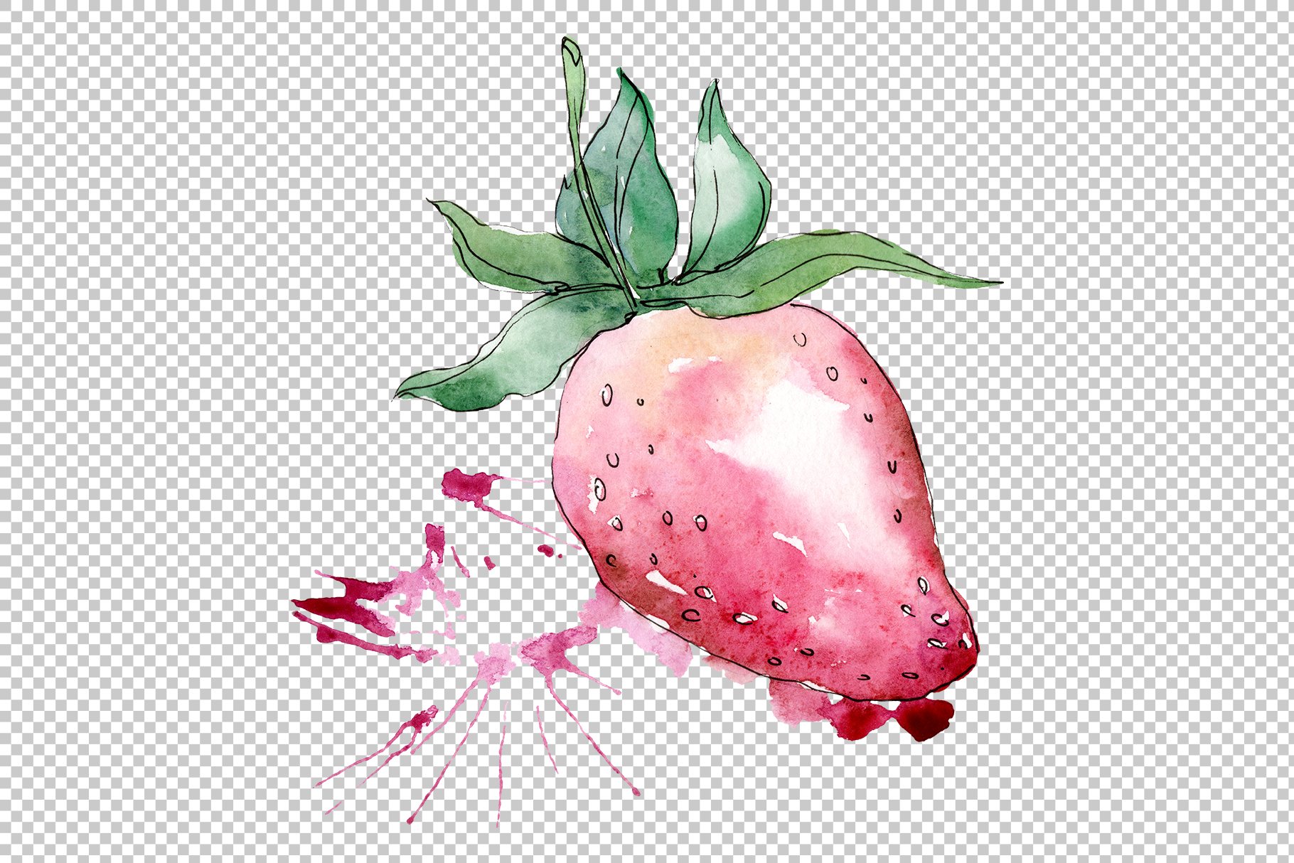 Lonely watercolor strawberry.