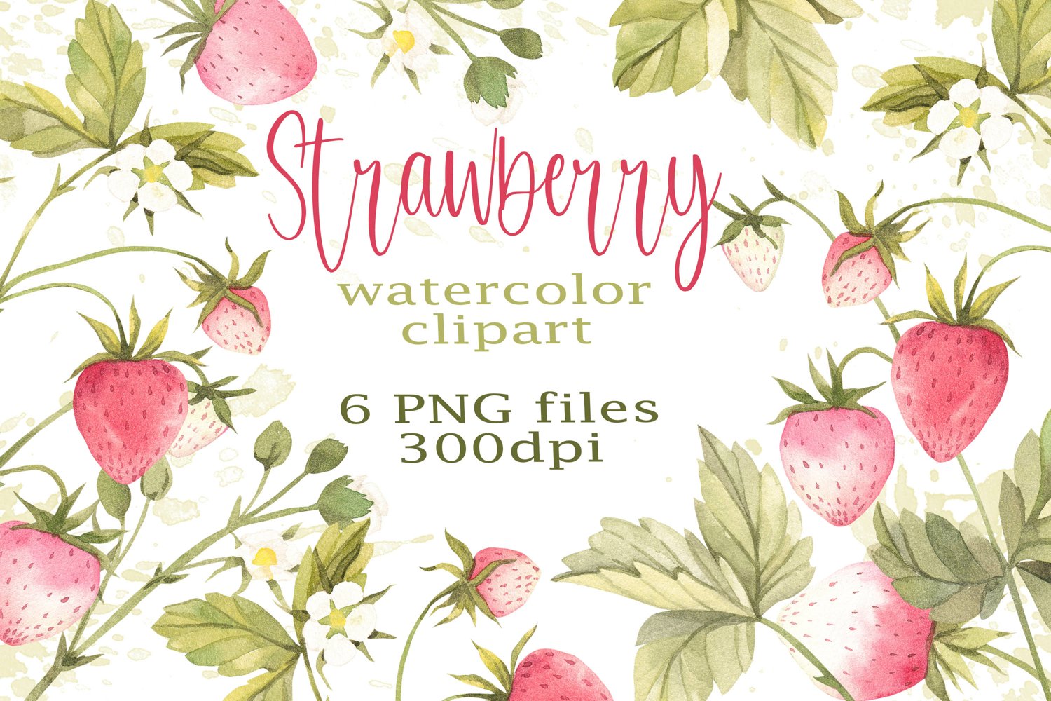 Cover image of Watercolor set of strawberries.