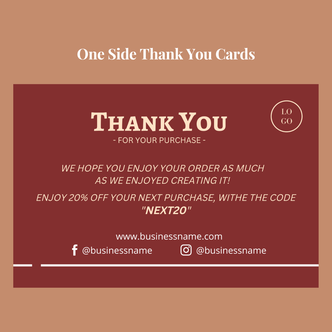 Thank You Card Bordo Printable Business Template preview image.