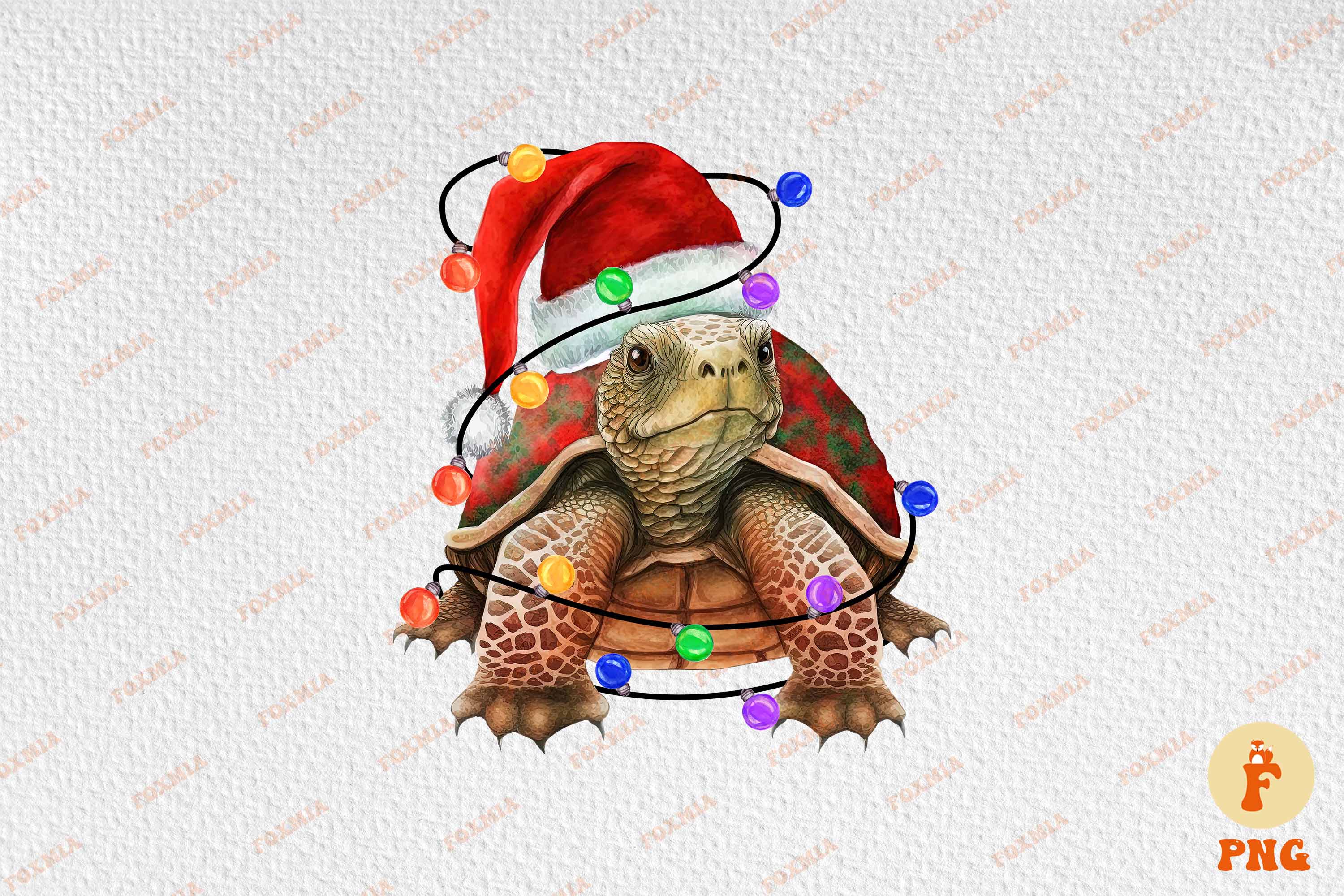 Irresistible image of a turtle in a santa hat.
