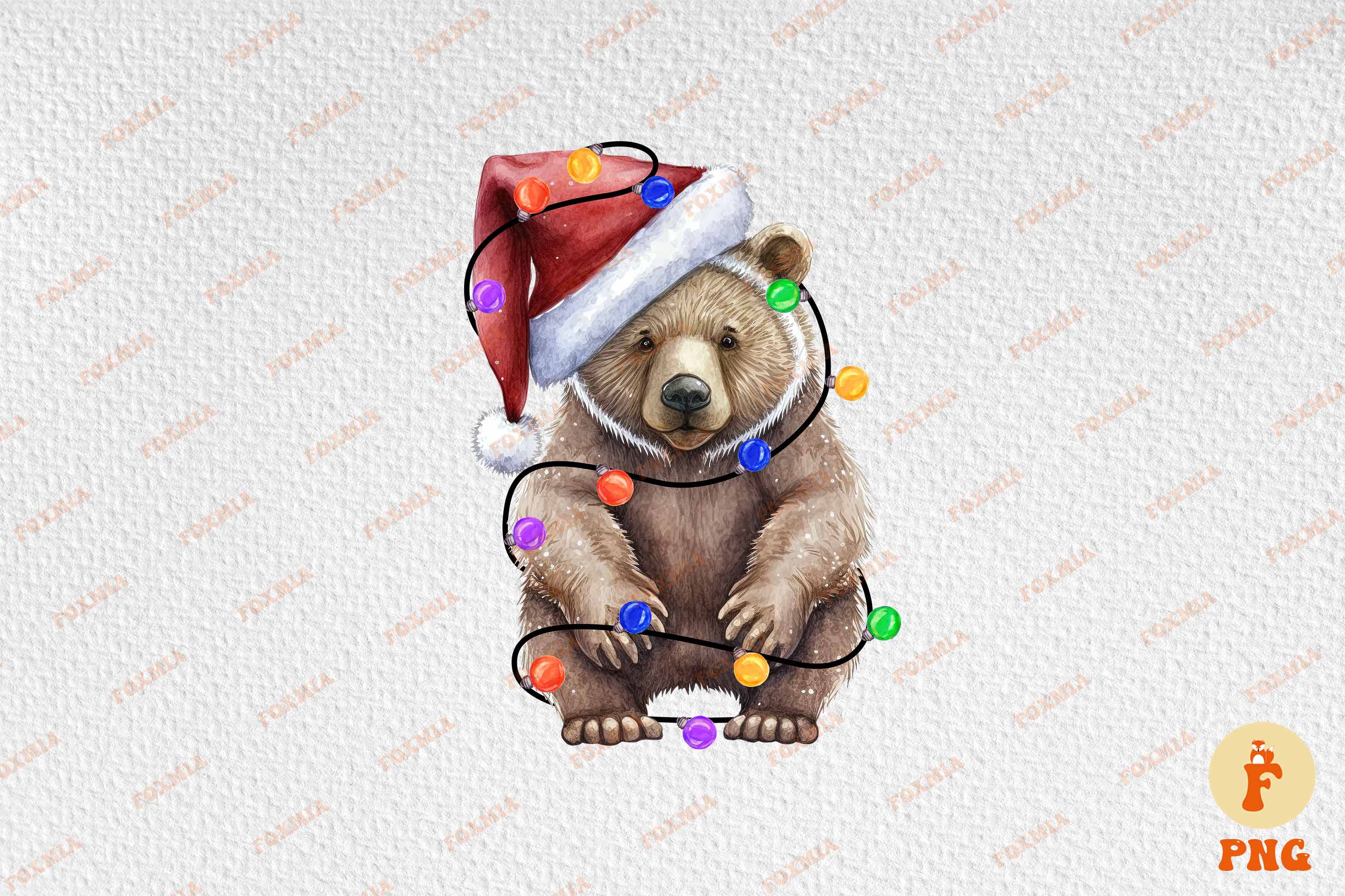 Beautiful image of a bear in a santa hat.