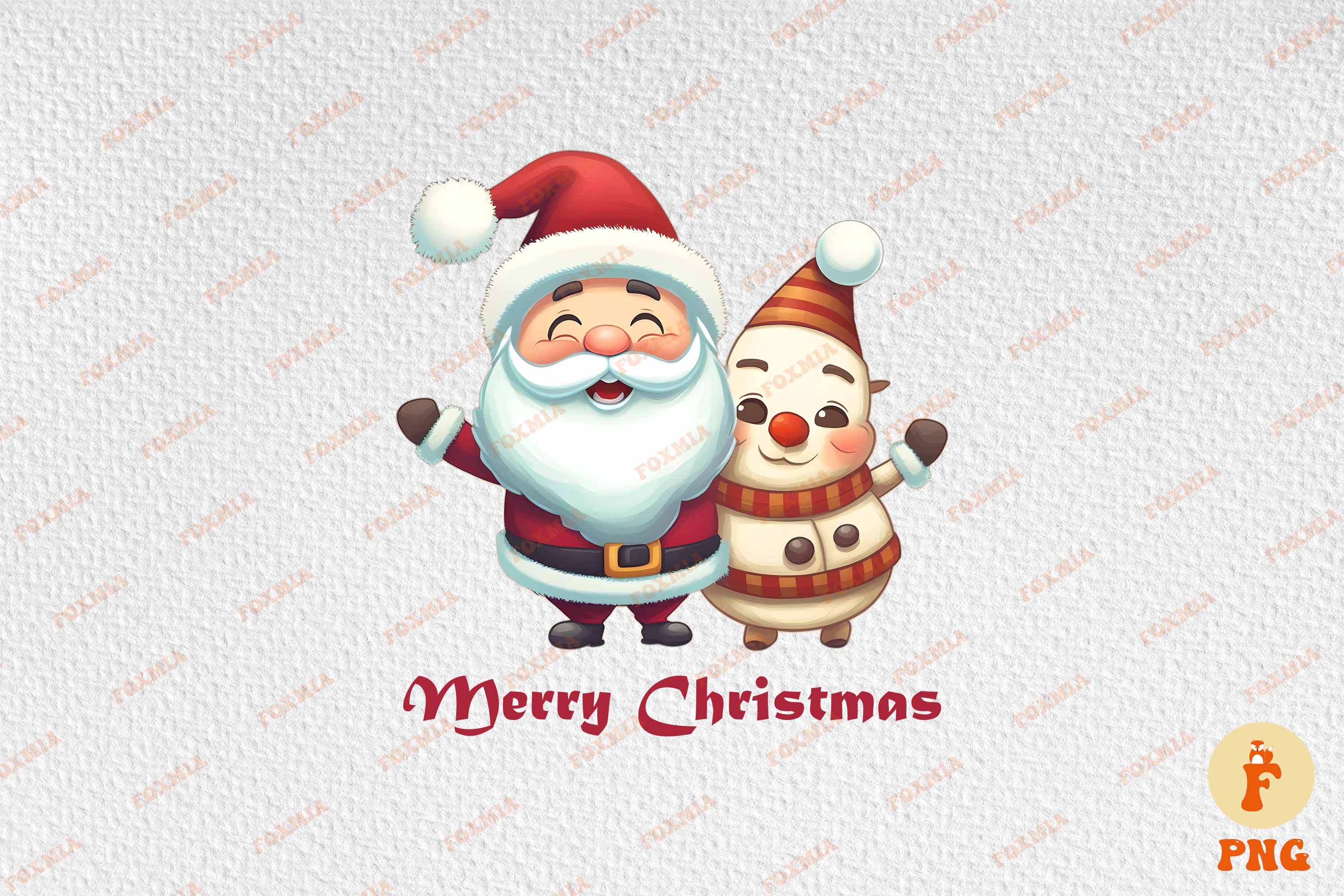 Unique image of Santa with a snowman.