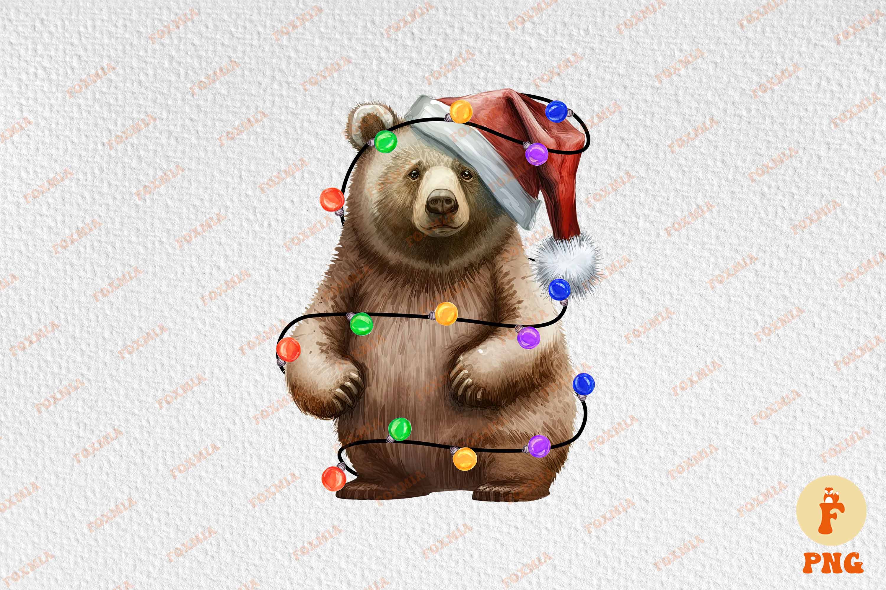 A wonderful image of a bear in a santa hat.