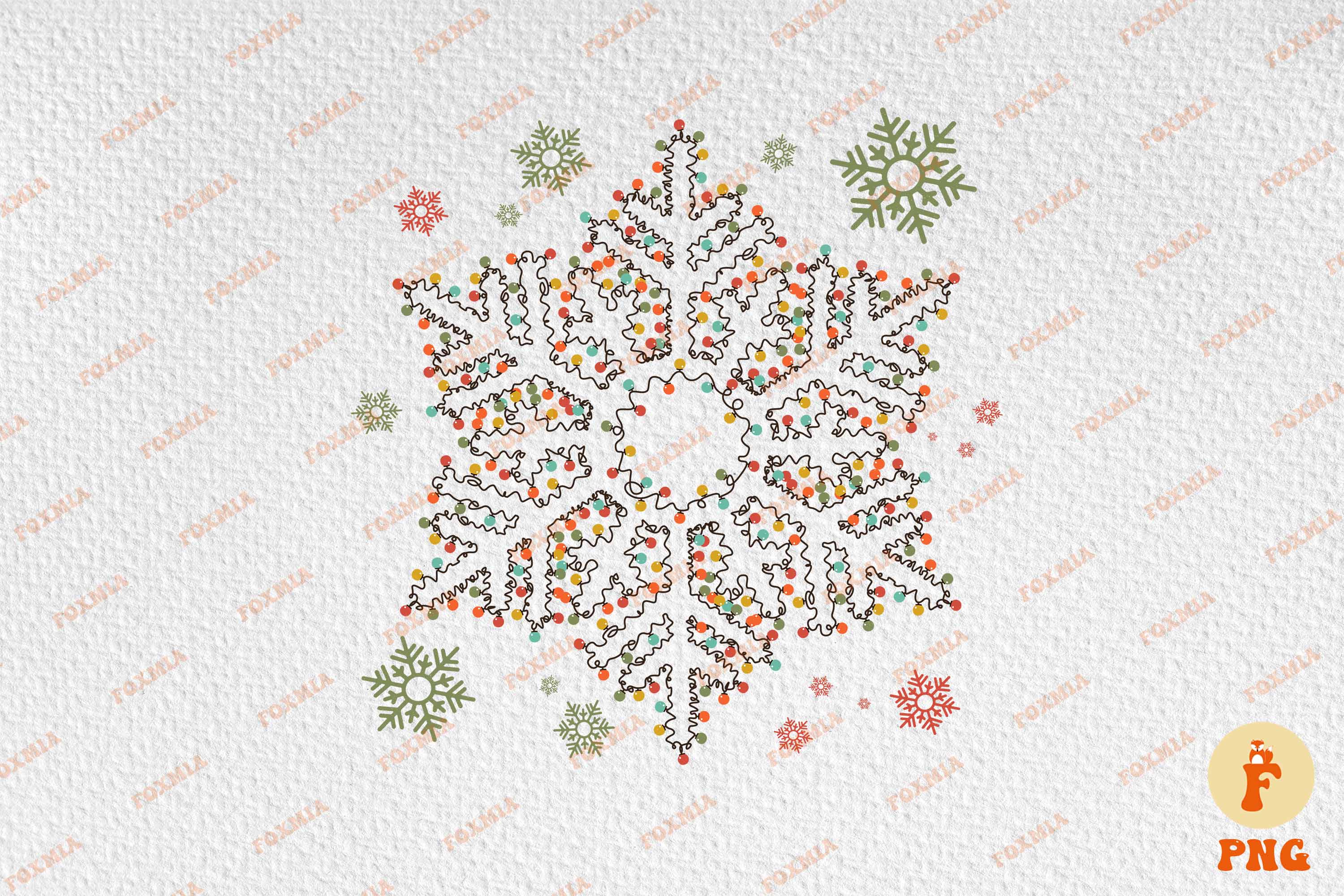 Christmas Snowflake Lights Sublimation T-Shirt Designs preview image.