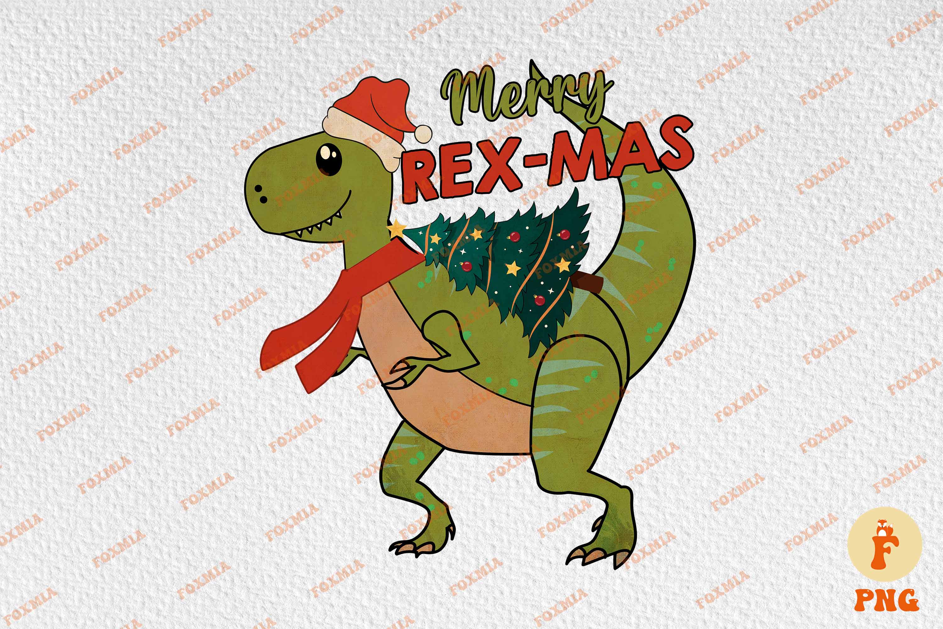 Christmas Dinosaur Rex-mas T-Shirt Designs preview image.