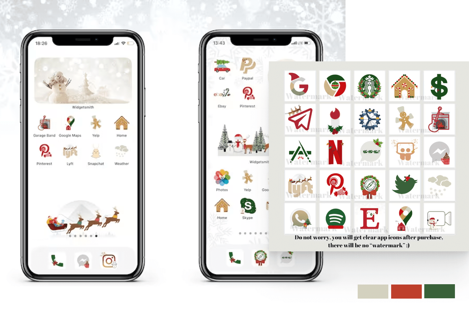 Collage with Christmas-themed app icons.