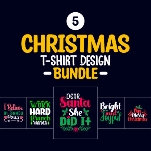 5 Christmas T-shirt Design Bundle - main image preview.