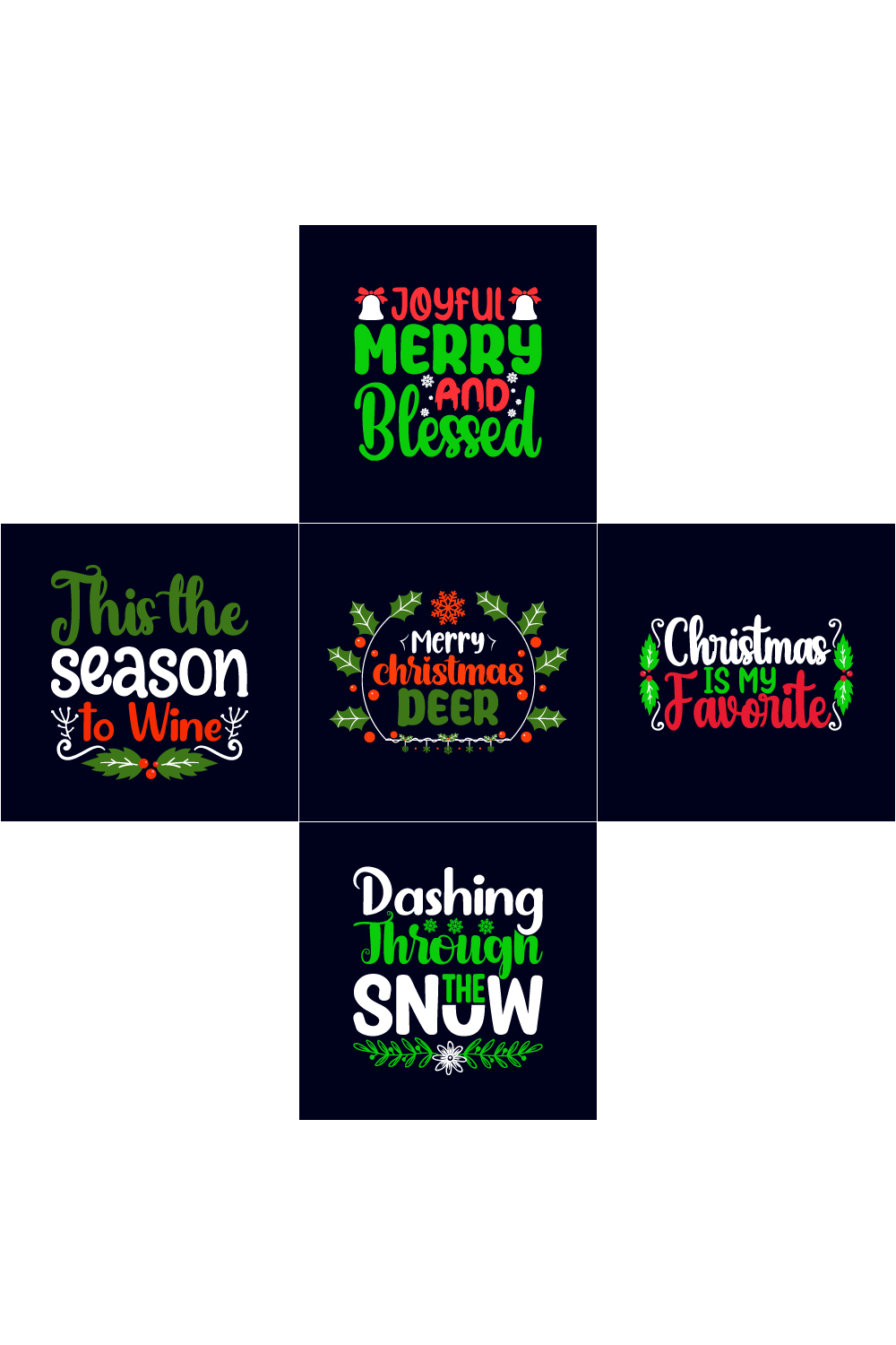 5 Christmas T-shirt design Bundle - pinterest image preview.