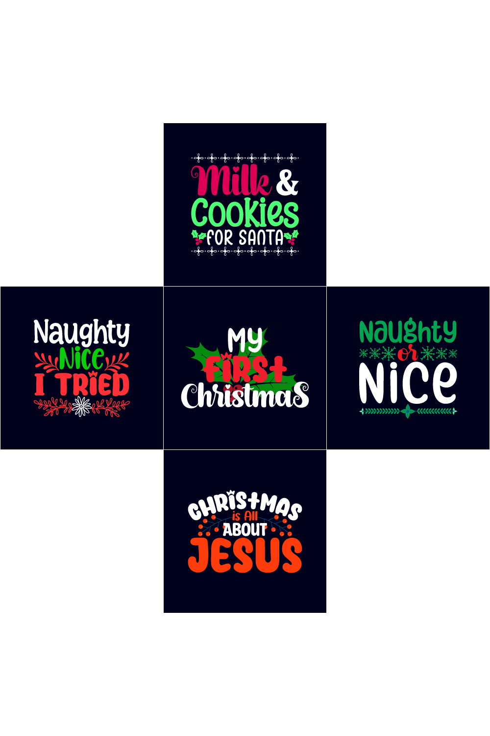5 Christmas T-shirt design Bundle - pinterest image preview.