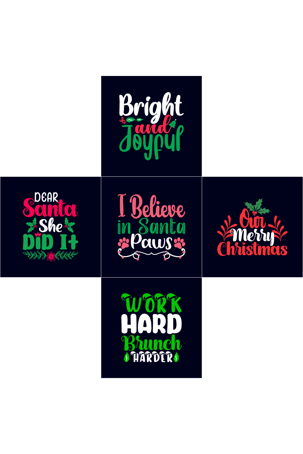 5 Christmas T-shirt Design Bundle - pinterest image preview.