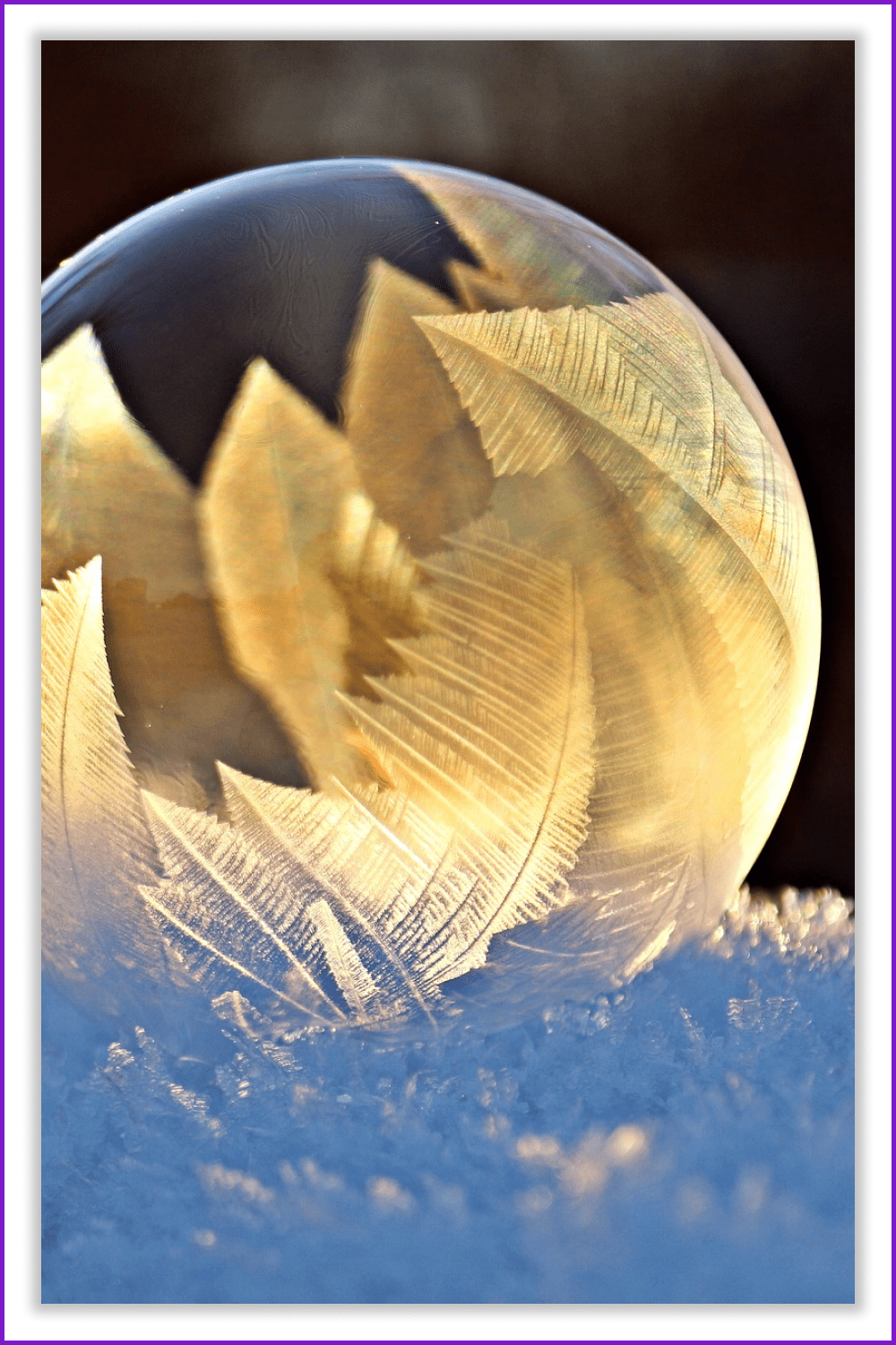 Photo of a frozen soap bubble.