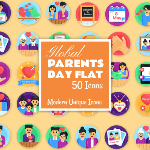 50 Global Parents Day Flat Icon.