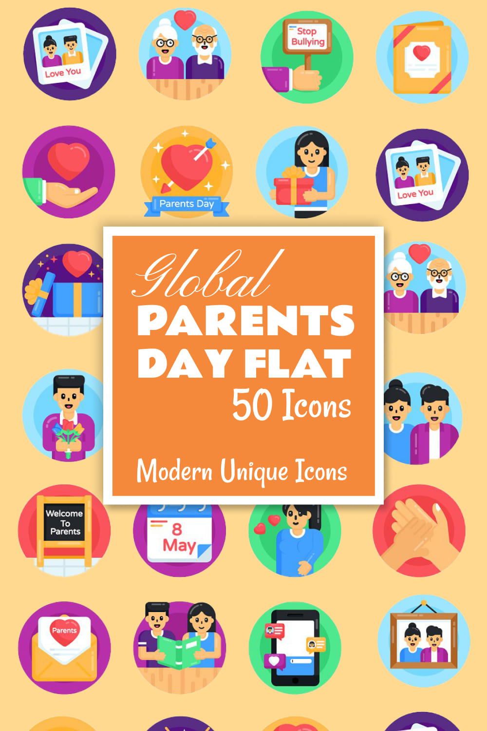 50 Global Parents Day Flat Icon - Pinterest.