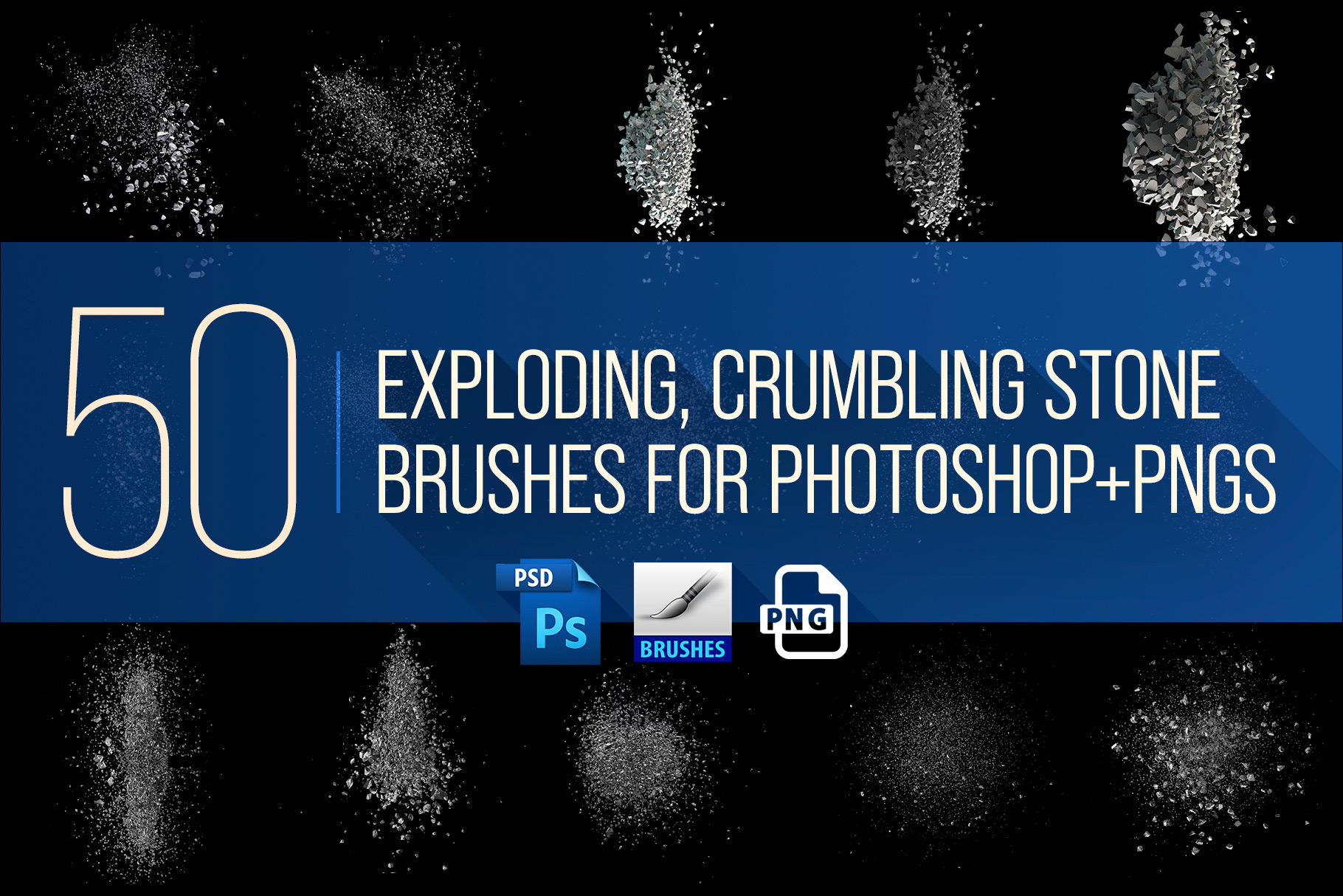 Brushes Crumbling Exploding Photoshop preview image.