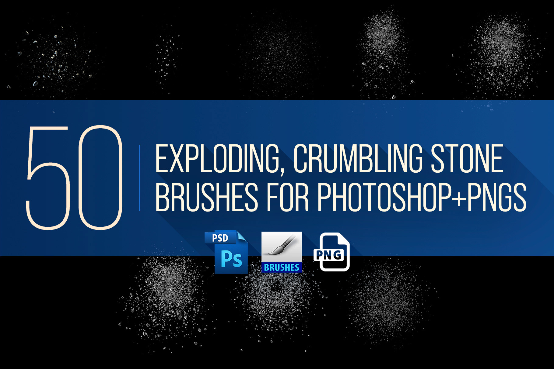 Crumbling Brushes Exploding Photoshop preview image.