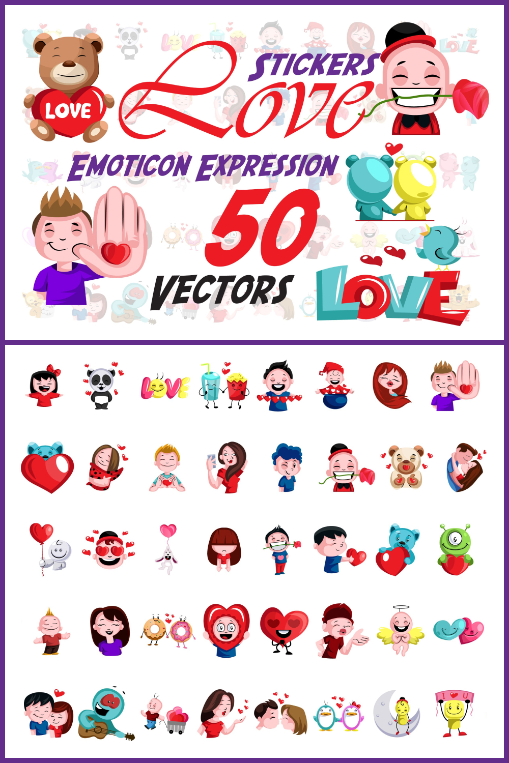 50x love stickers and emoticon expressions illustrations 02 382