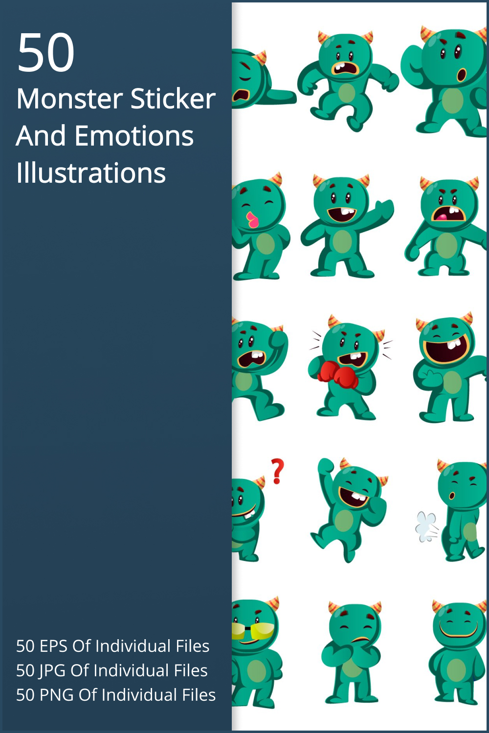 50x monster sticker and emotions illustrations 02 176