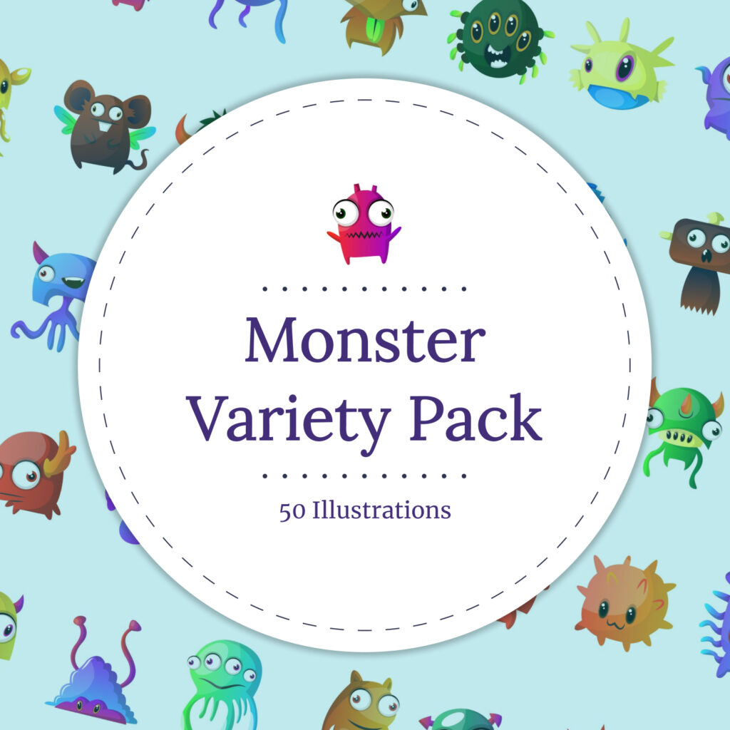 50X Monster Variety Pack Illustrations – MasterBundles