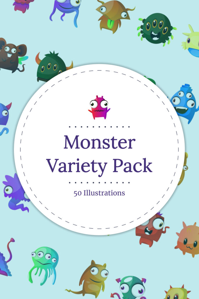 50X Monster Variety Pack Illustrations – MasterBundles