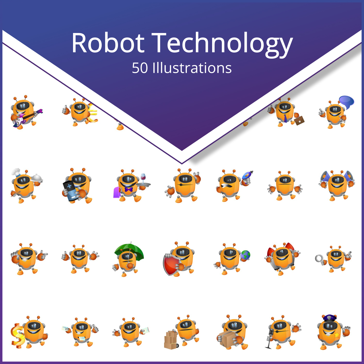 50X - Robot technology Illustrations.