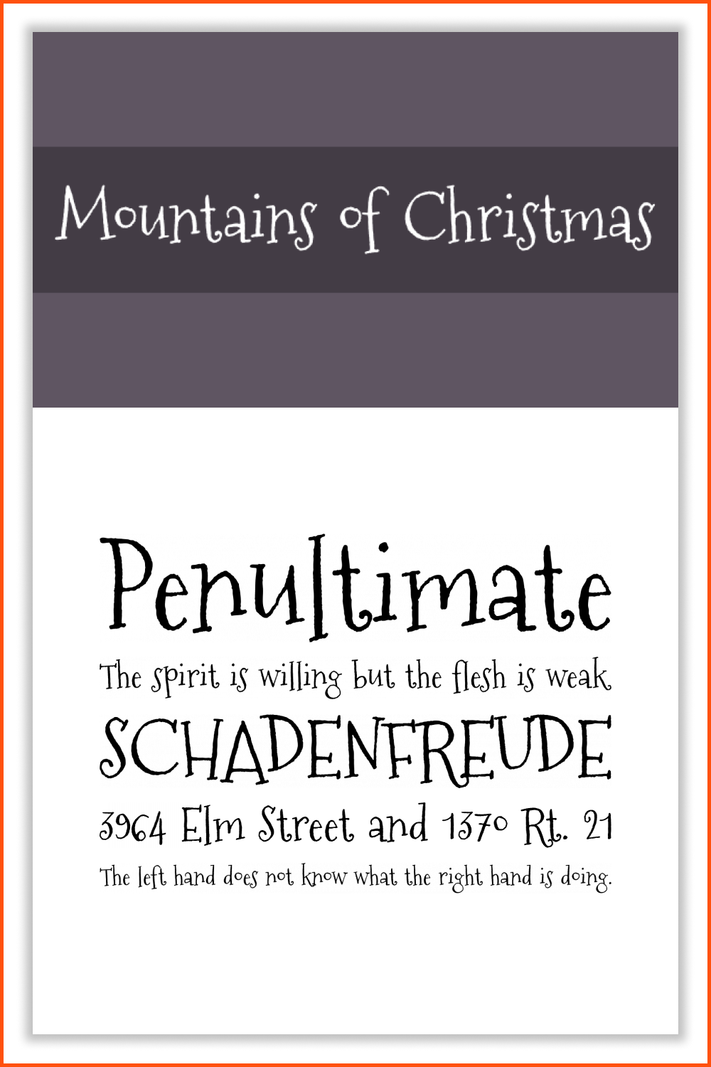 Black text in Mountains of Christmas font on white background.