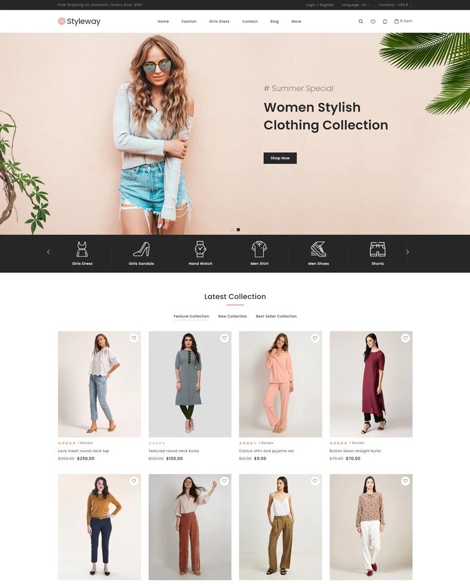 Landing page for web version styleway online fashion store.