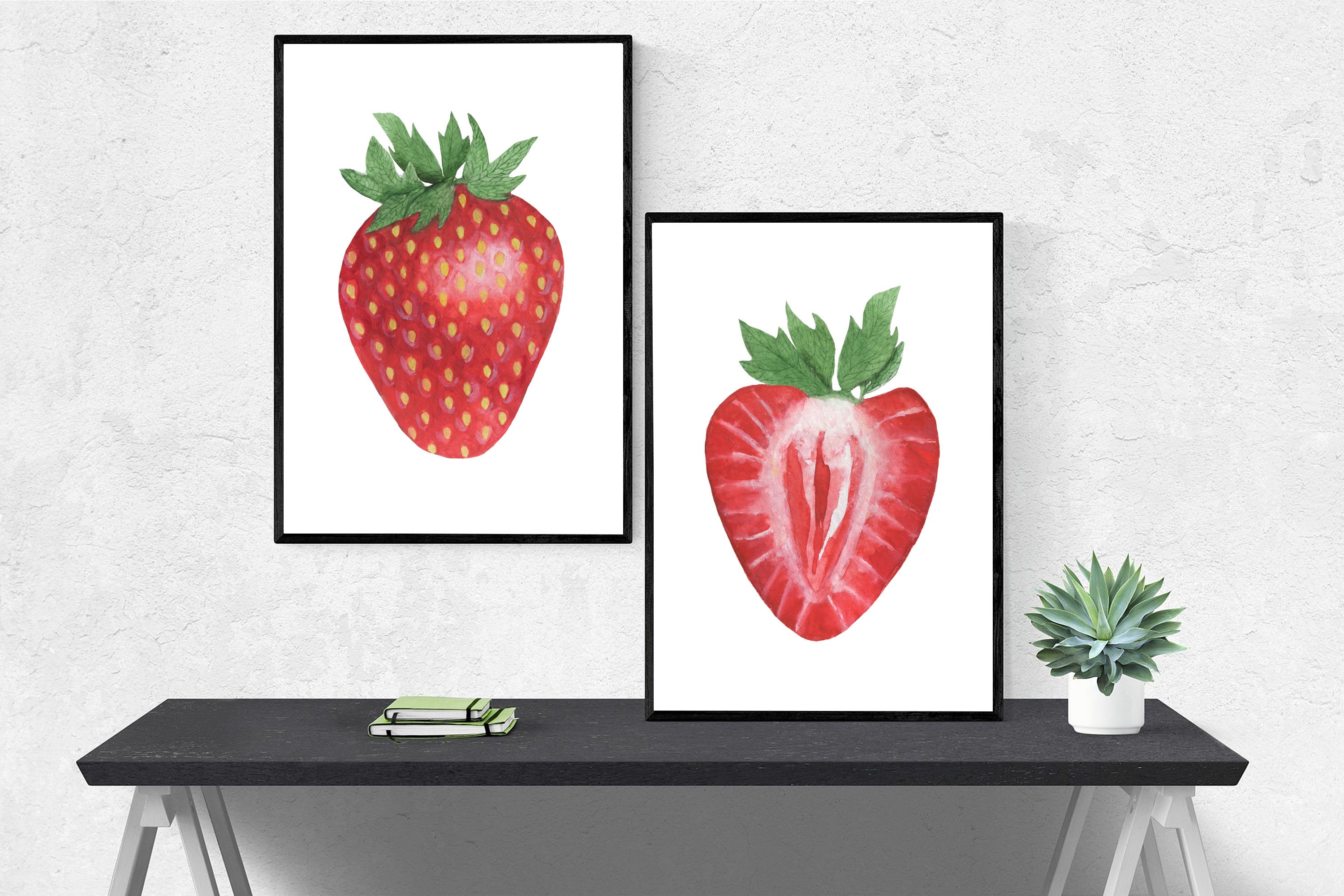 Two minimalistic poster with the strawberry.