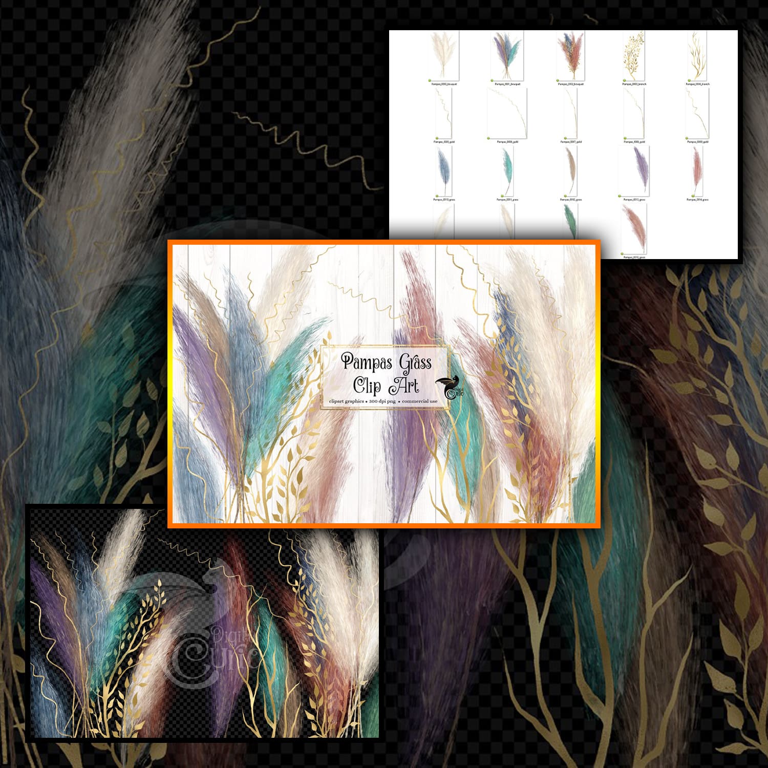 Pampas Grass Clipart cover.