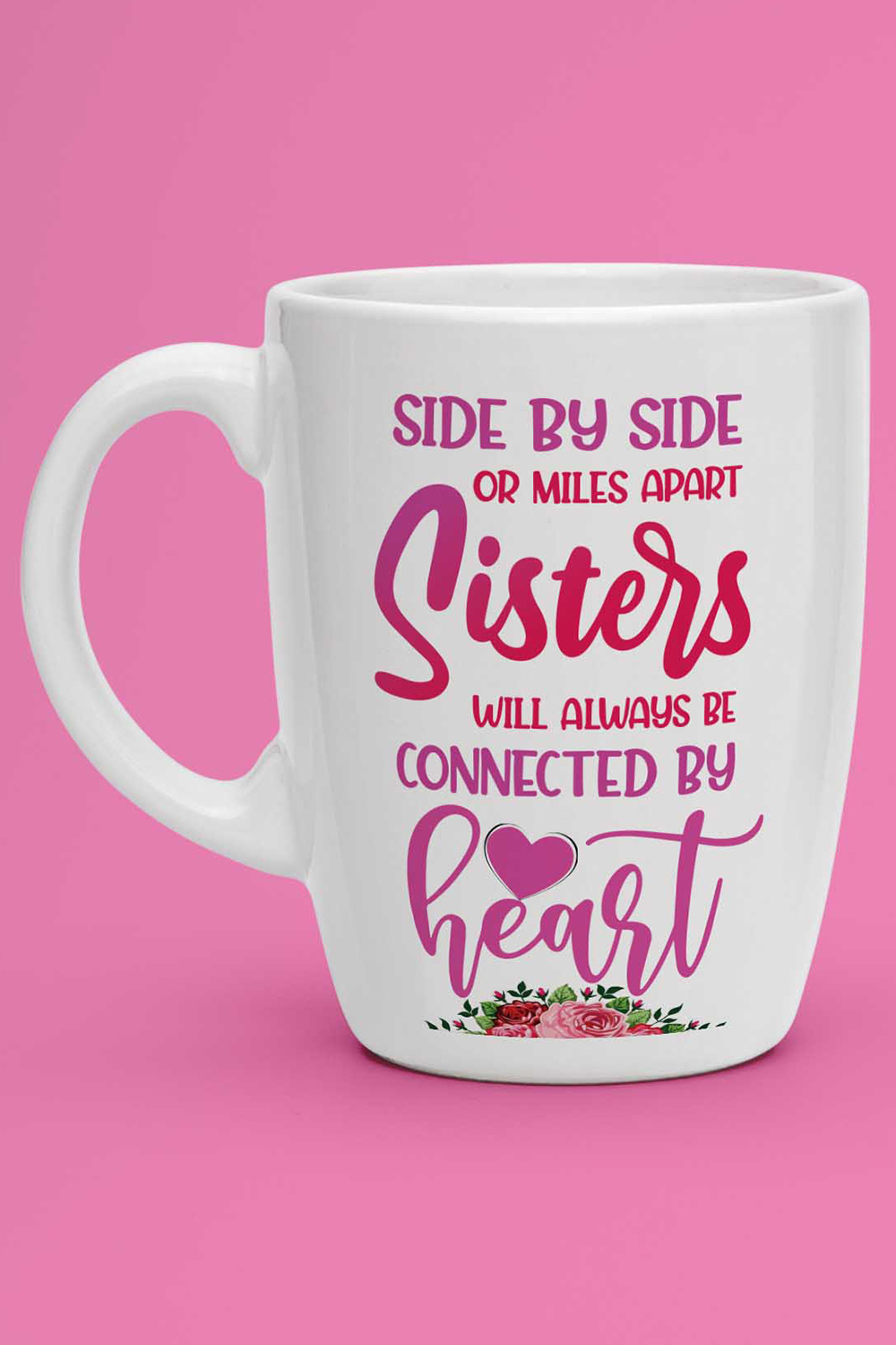 Sister Love Mug Sublimation Designs pinterest image.