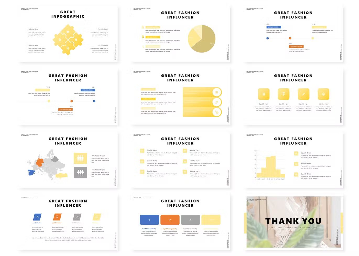 Infographic slides with charts and diagrams.