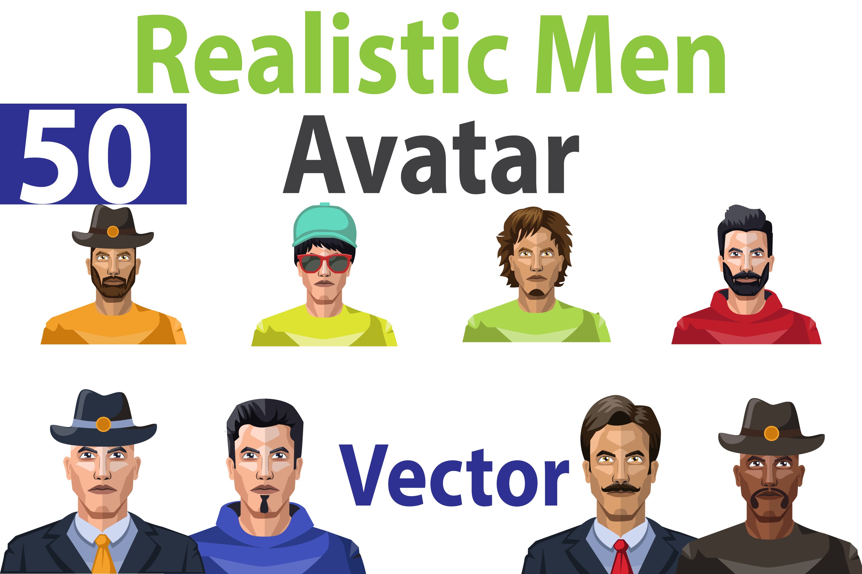 Realistic man faces for the avatar.
