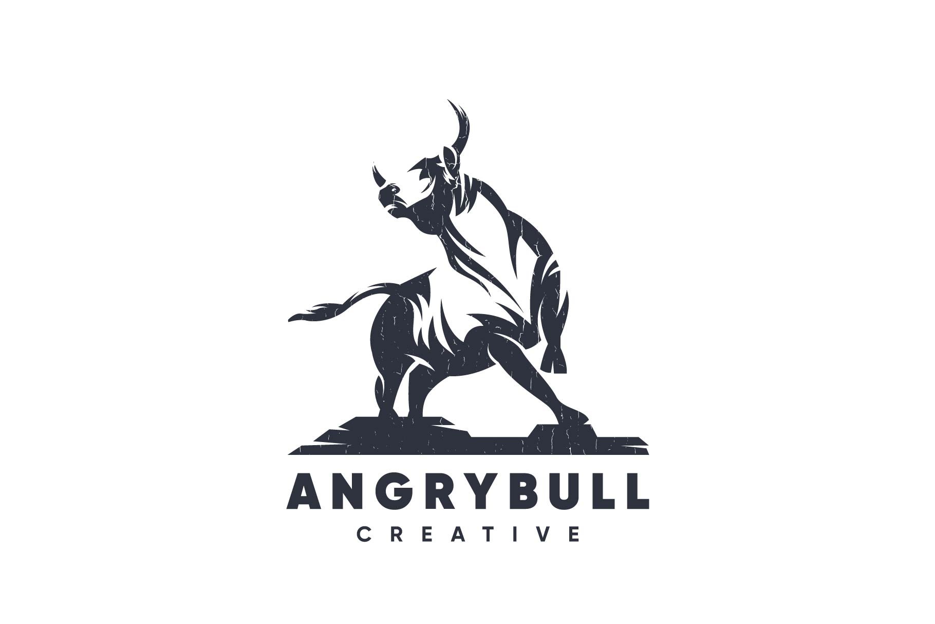 Angry wild cow logo.