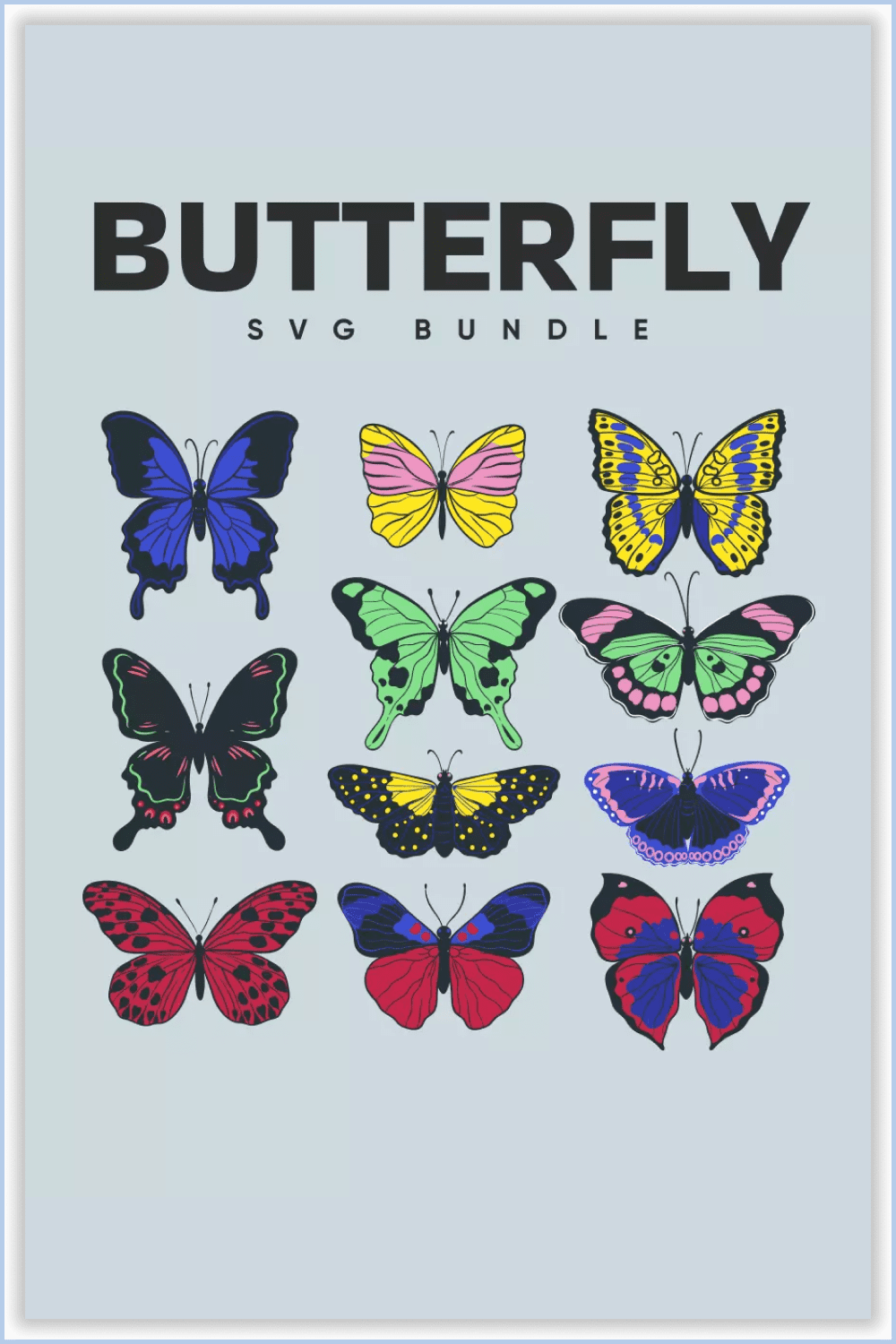 Collage with 14 of the most beautiful colorful butterflies.