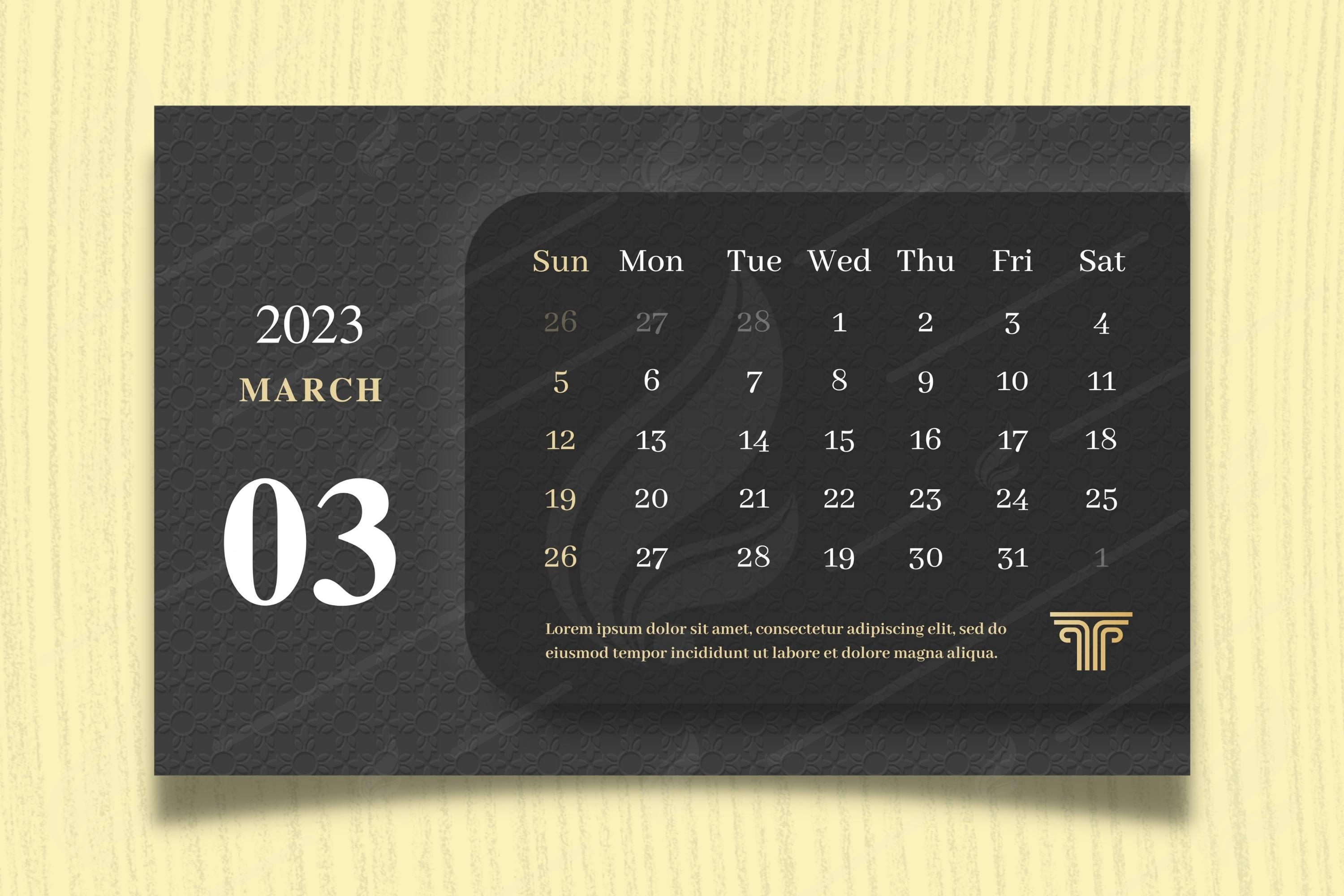 March 2023 - calendar design preview.