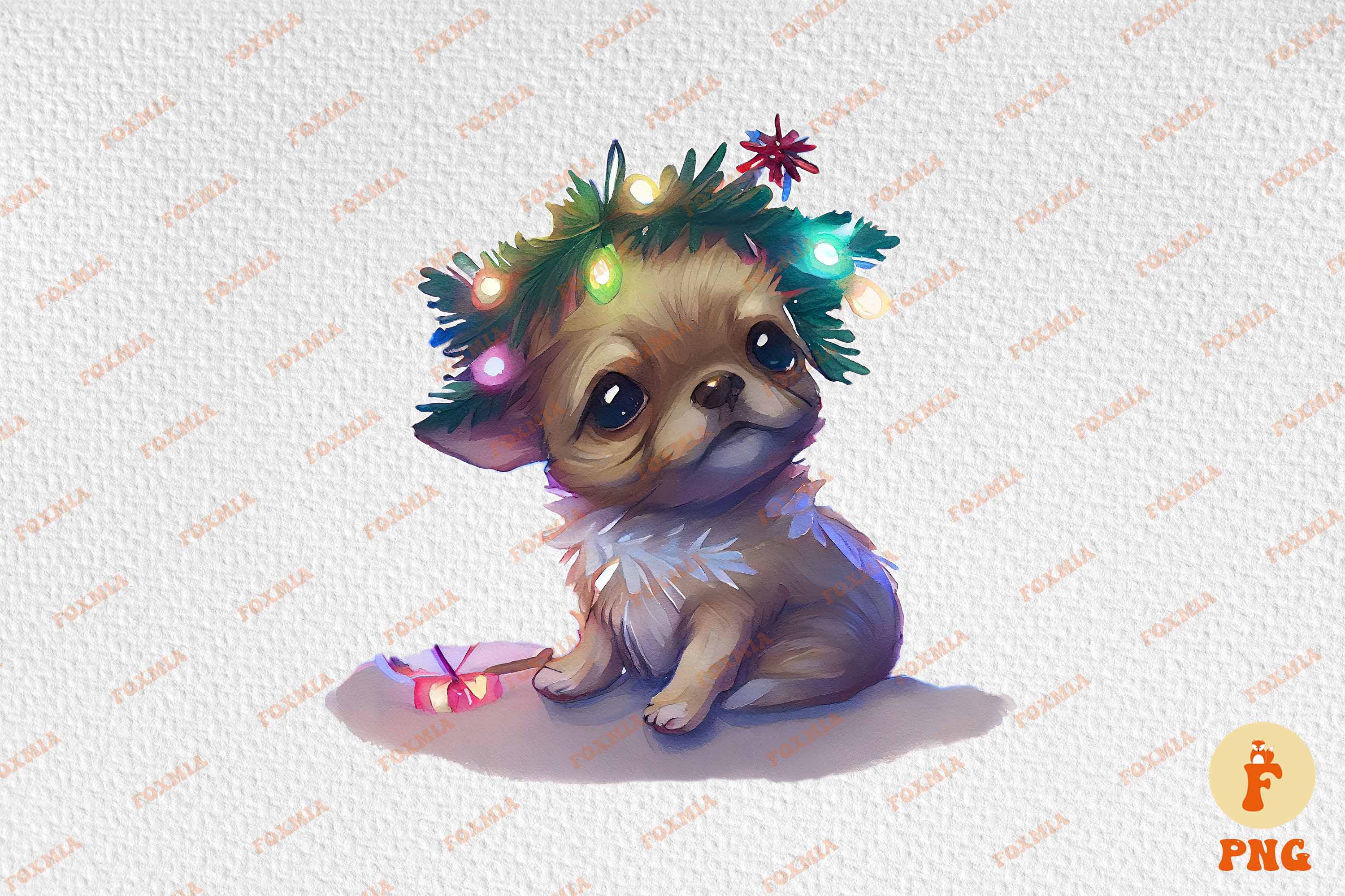 Cute little Christmas puppy.