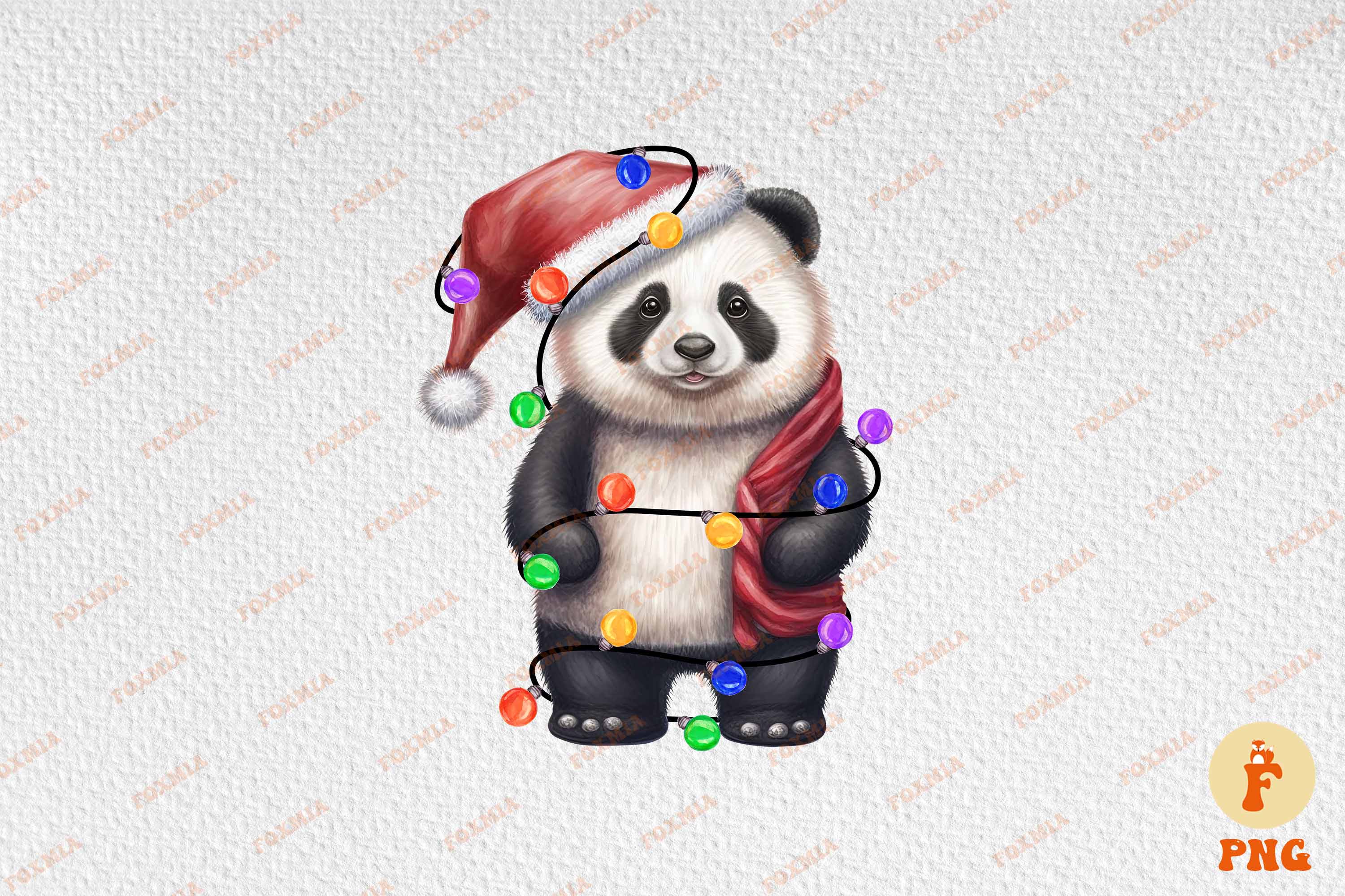Beautiful picture of a panda wearing a santa hat.