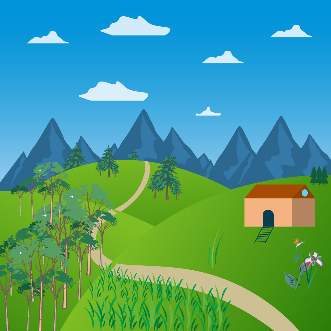 Beautiful Mountains Summer Illustrations preview image.